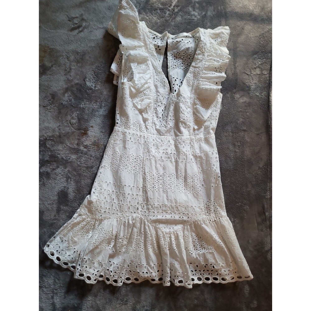 Saints + Secrets Dress Womens Medium Eyelet Ruffle Coastal Summer New